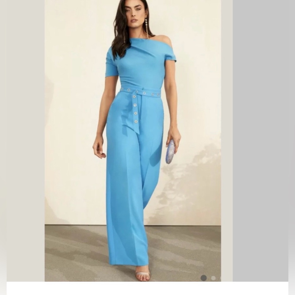 Guess By Marciano Andre Wide Leg Embellished Belt Trouser and Off Shoulder Top. - Picture 2 of 5